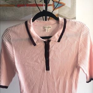 Ribbed Collared Pink and Burgundy Top